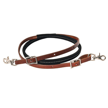 Hilason Western Horse American Leather Barrel Roper Reins Brown & Black